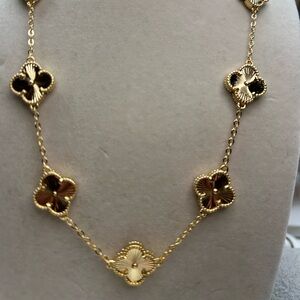 Gold 10 clover double sided motif Alhambra style Necklace